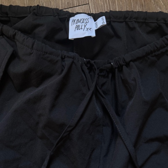 🖤 Princess Polly Black Parachute Pants Size 6 Adjustable Hem Utility in BLACK - Picture 11 of 15